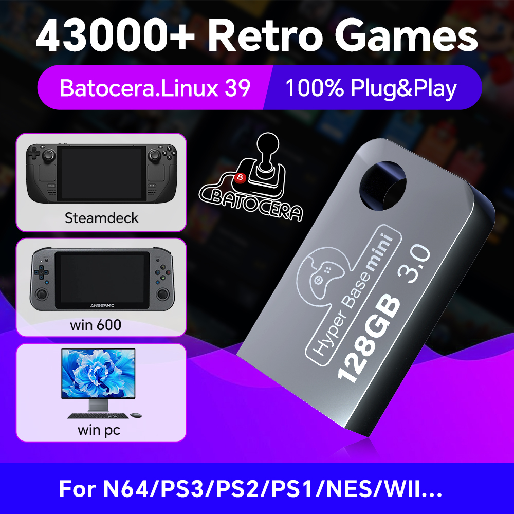 Gaming Console Mini - USB-флеш-накопитель Batocera 128G для Windows 43000,