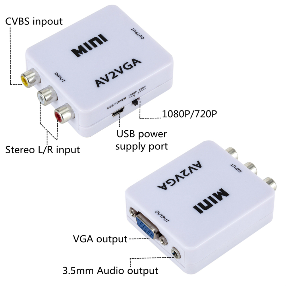Конвертер VGA в AV 1080P, RCA- – обзор и цена Gaming Console Or Pc